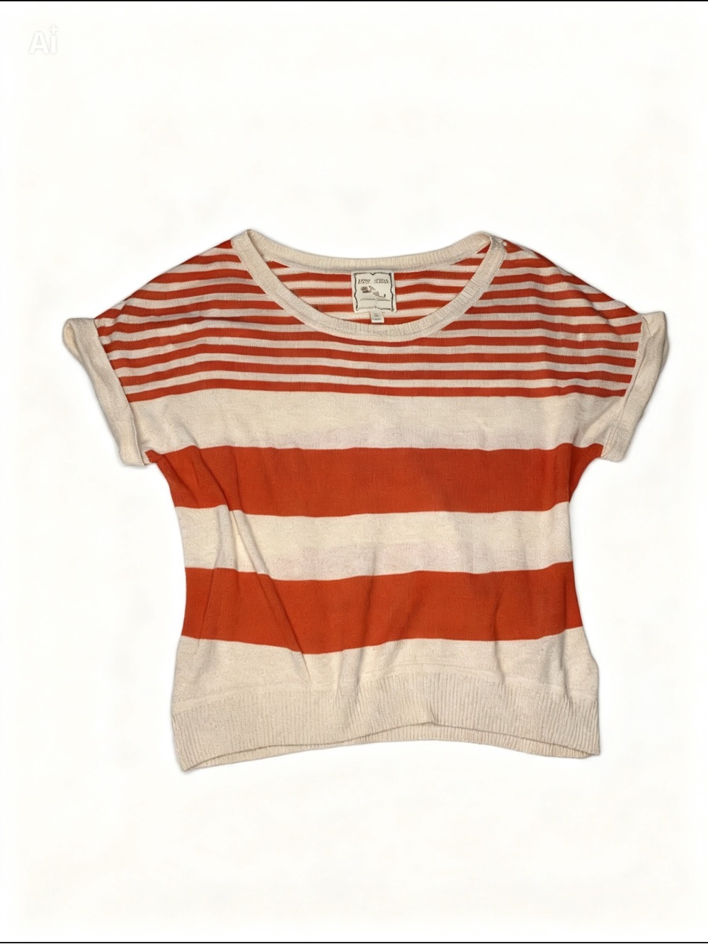 Pink Rose Orange and Cream Striped Knit Tee